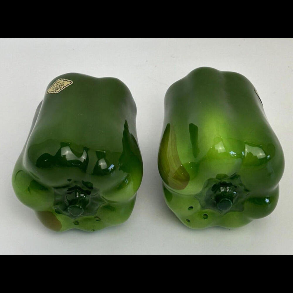 Vintage Otagiri Green Peppers Salt Pepper Shakers Ceramic Japan 1984 - Picture 9 of 9